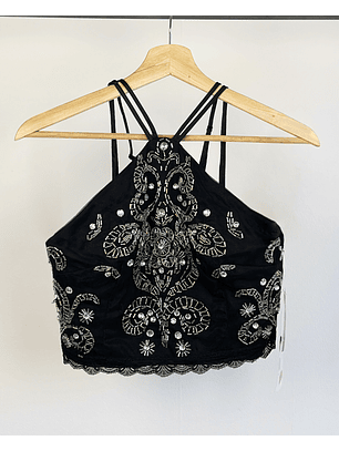 Top negro bordado vintage