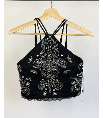 Top negro bordado vintage