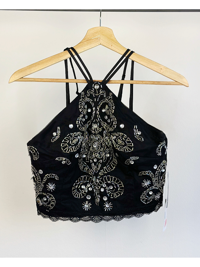 Top negro bordado vintage 1