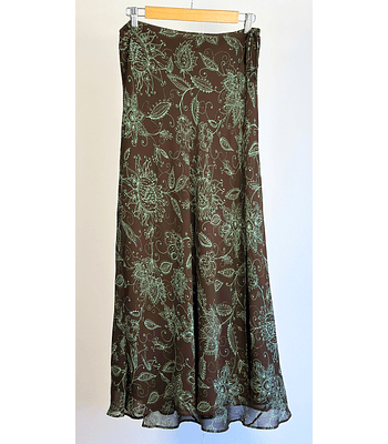 Falda de seda estampada