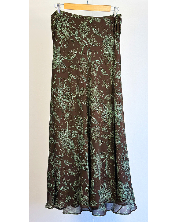 Falda de seda estampada