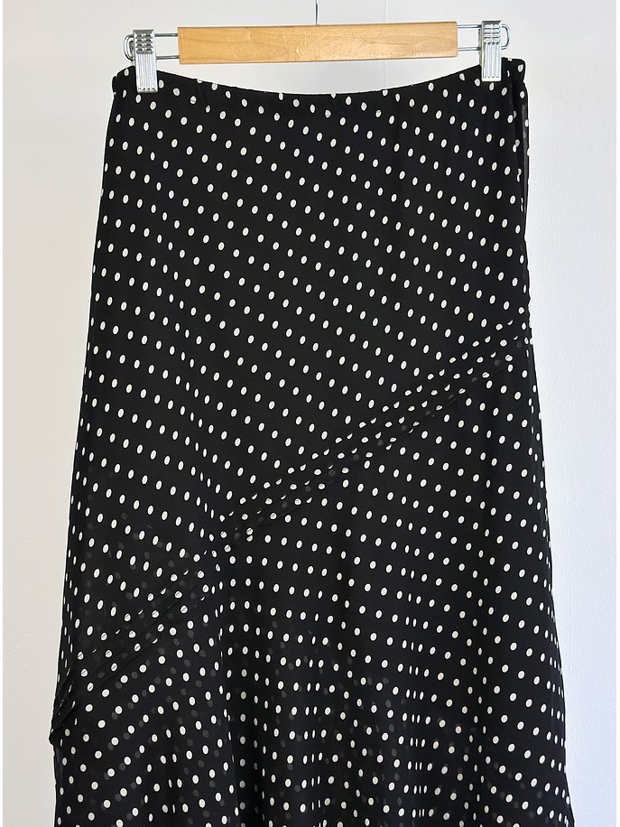 Falda seda negra lunares  2