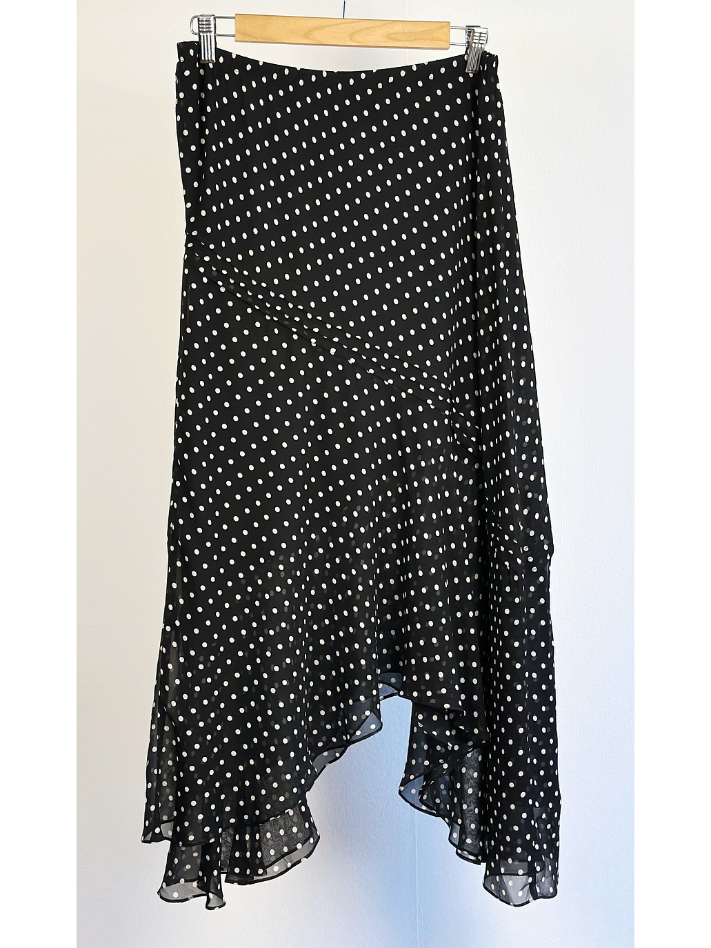 Falda seda negra lunares  1