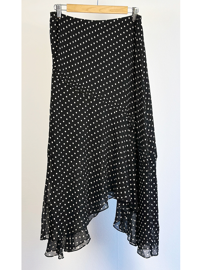 Falda seda negra lunares  1