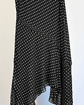 Falda seda negra lunares 