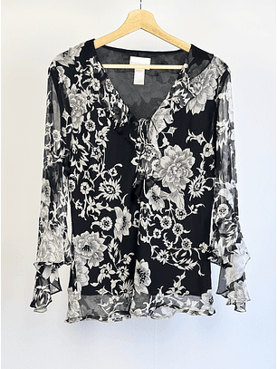 Blusa de seda floreada