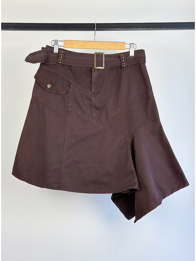 Falda café asimétrica 1