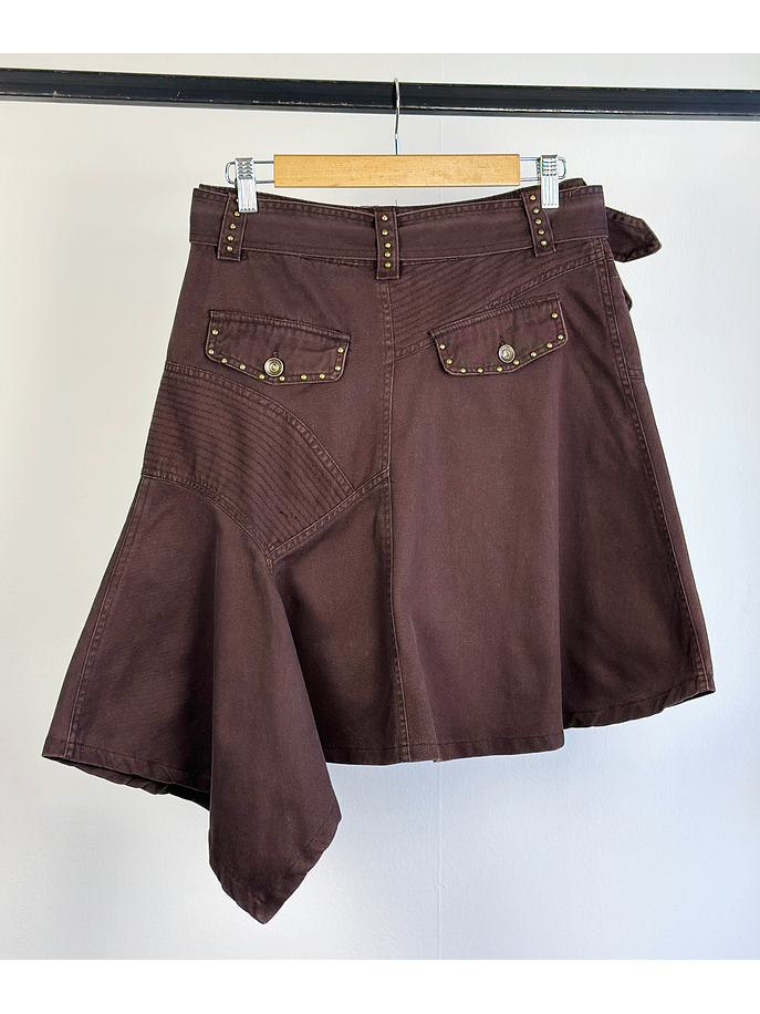 Falda café asimétrica 3