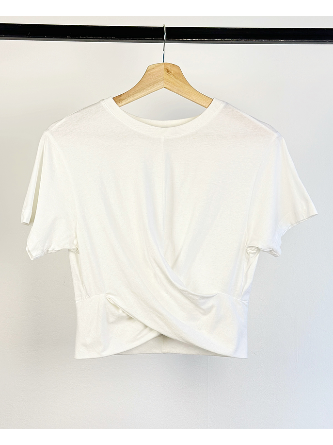 Polera corta blanca algodón  1