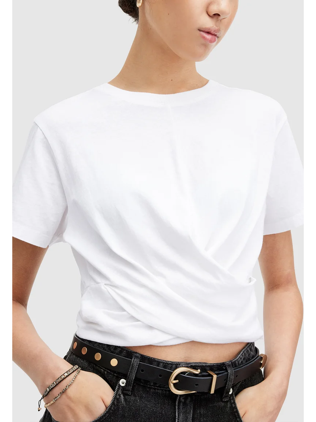 Polera corta blanca algodón  6