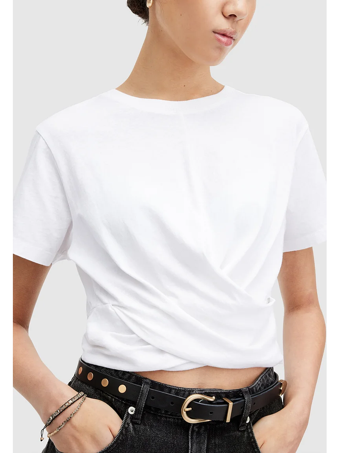 Polera corta blanca algodón  6