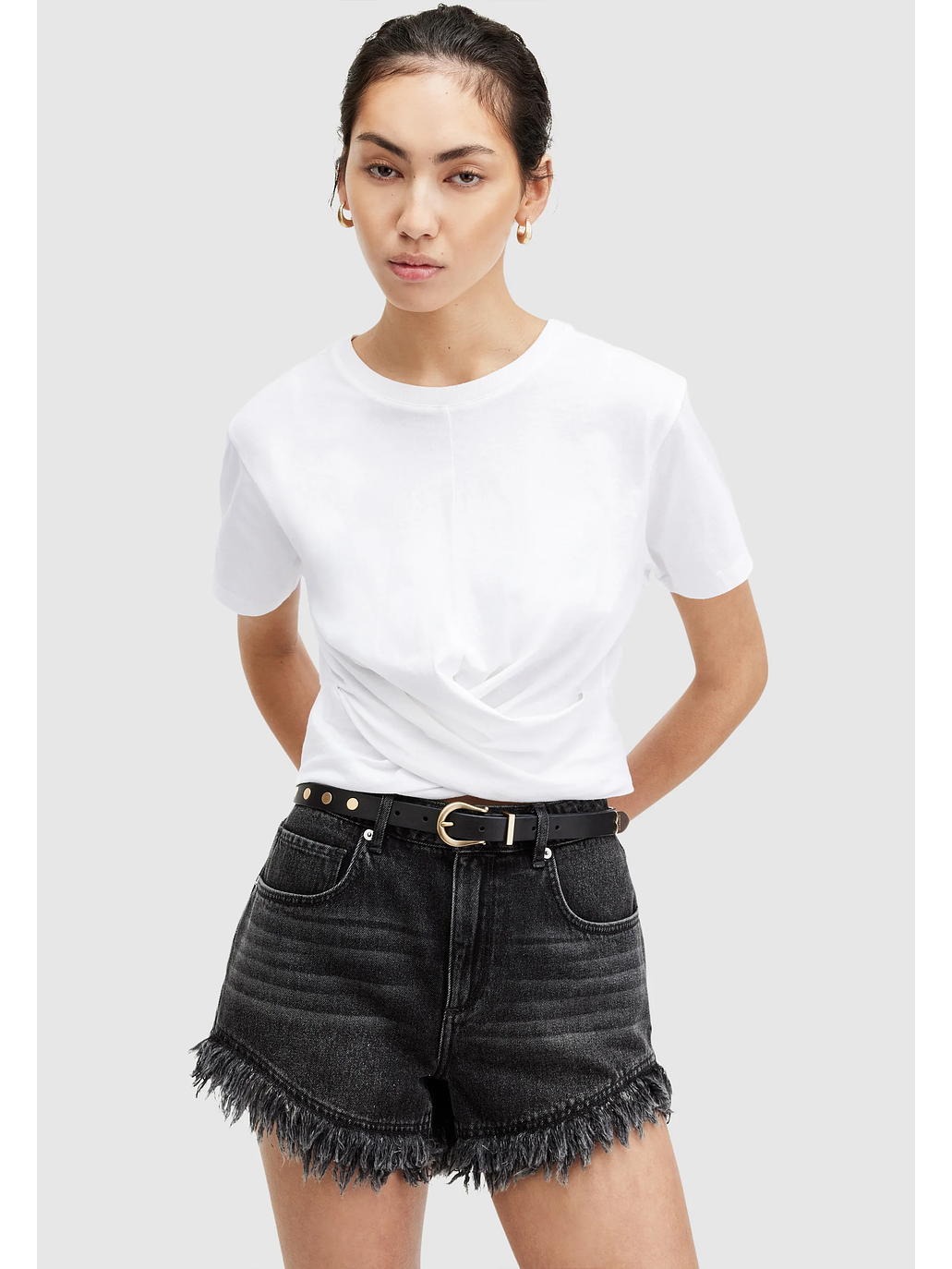 Polera corta blanca algodón  7