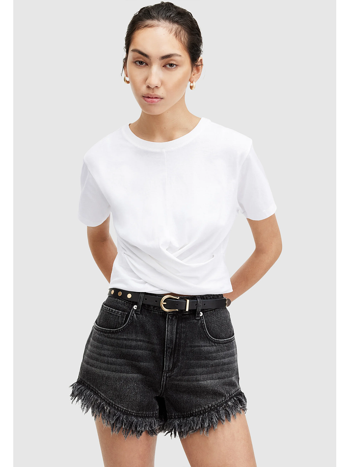 Polera corta blanca algodón  7