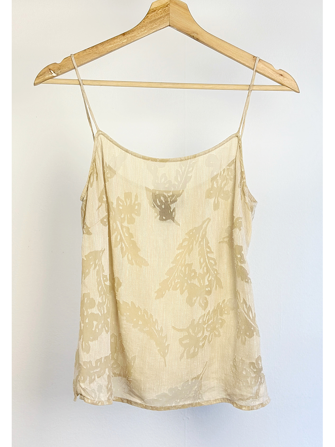 Top beige lino y seda  1