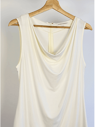 Top crema cuello drapeado