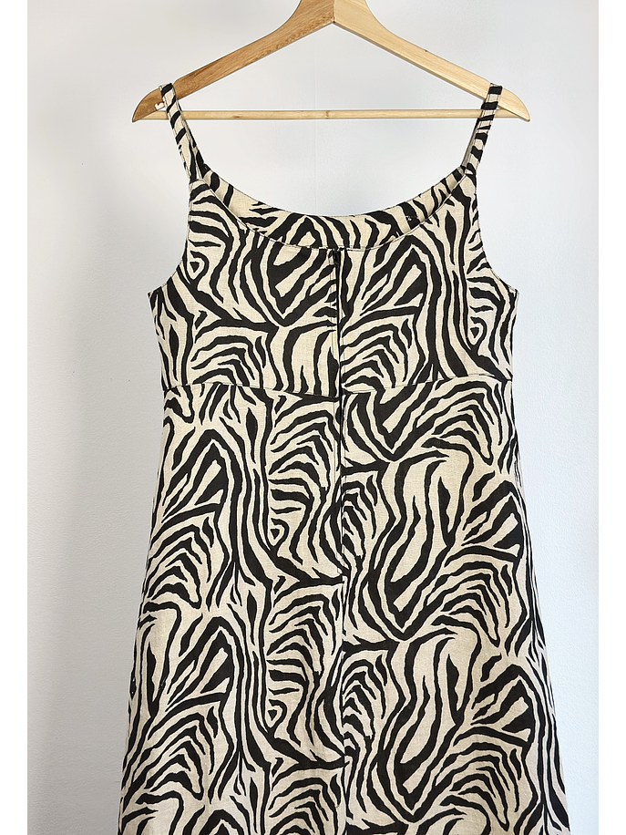 Vestido de lino animal print vintage 5