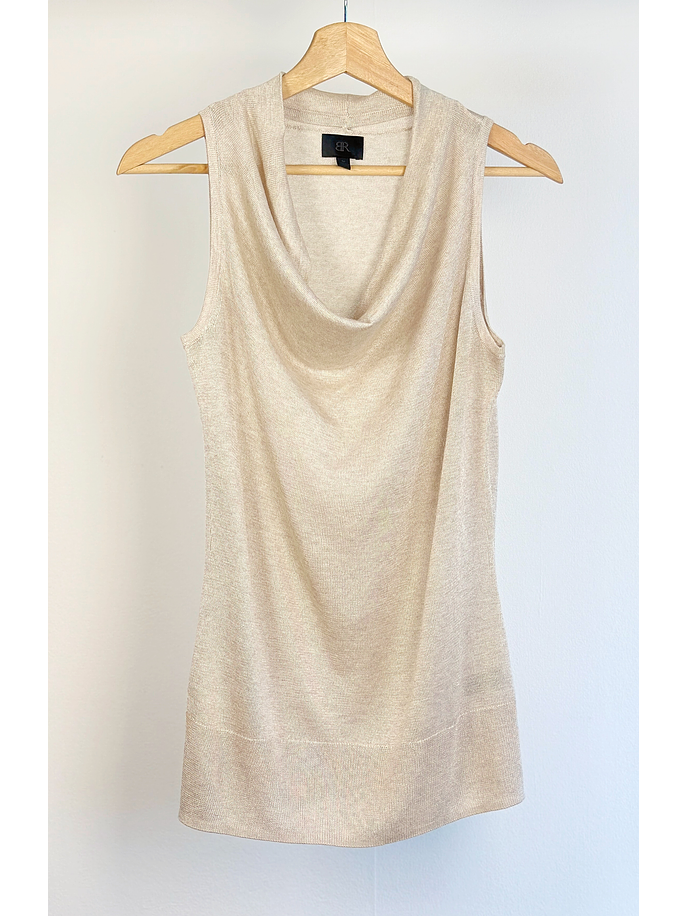 Top de punto beige drapeado 1