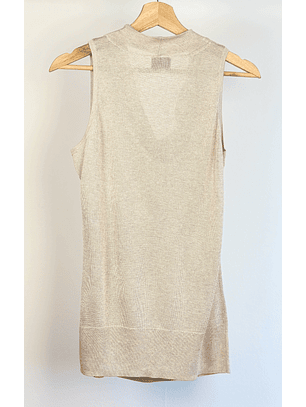 Top de punto beige drapeado