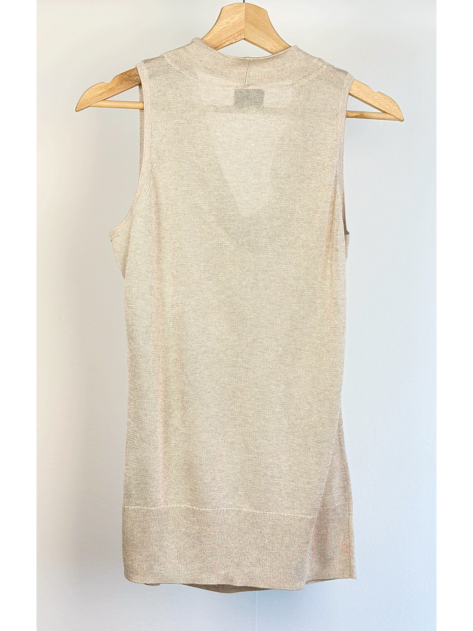 Top de punto beige drapeado 2