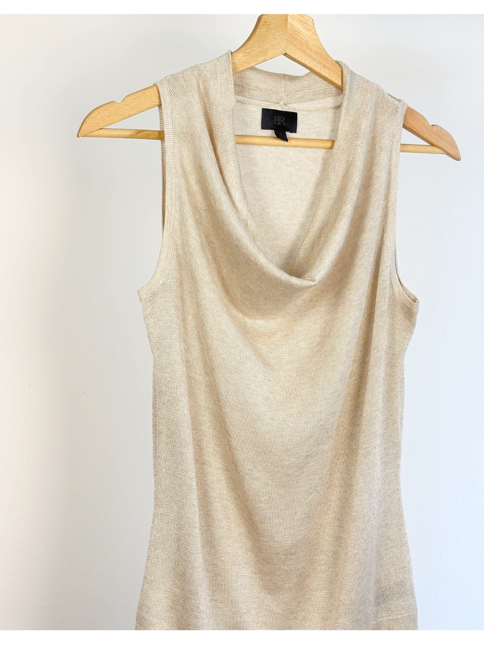 Top de punto beige drapeado 3