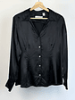 Camisa negra de seda satinada - Miniatura 1