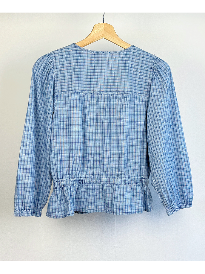 Blusa celeste cuadrillé 2