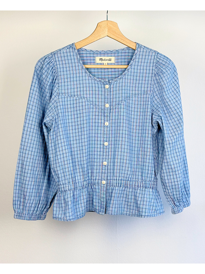 Blusa celeste cuadrillé 1