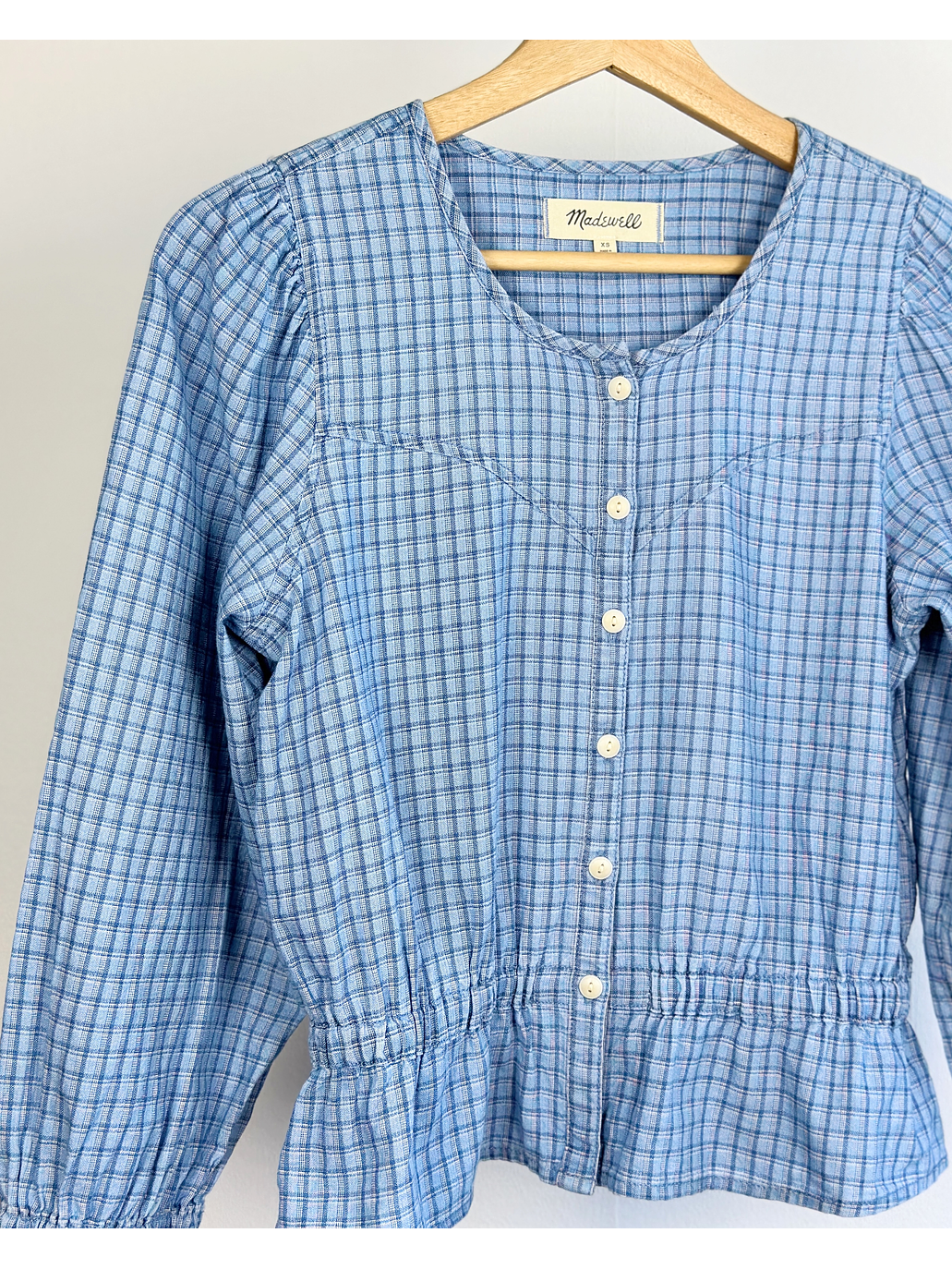 Blusa celeste cuadrillé 3