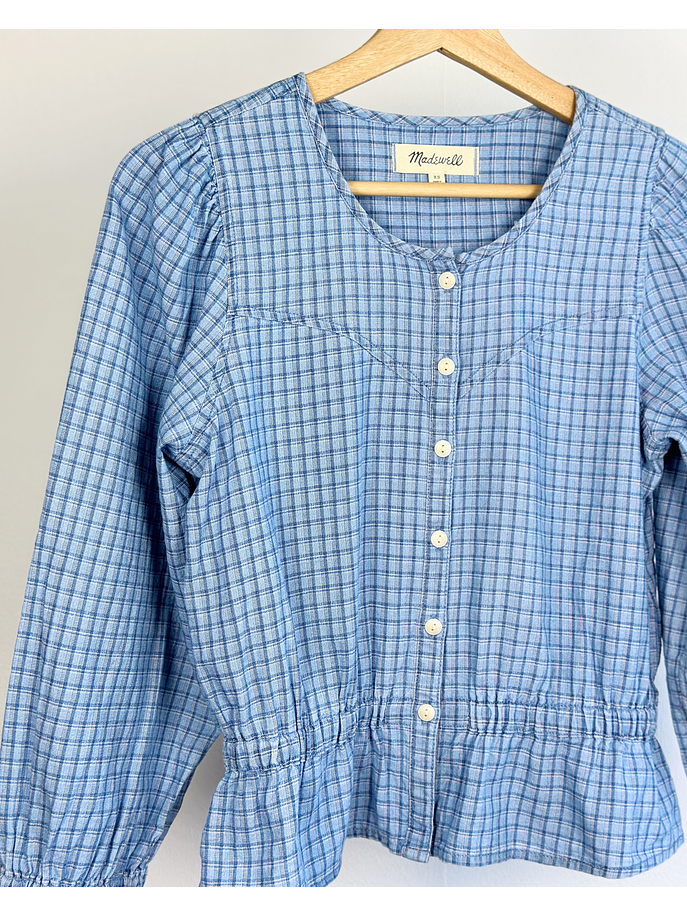 Blusa celeste cuadrillé 3