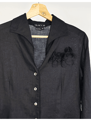 Camisa lino negra