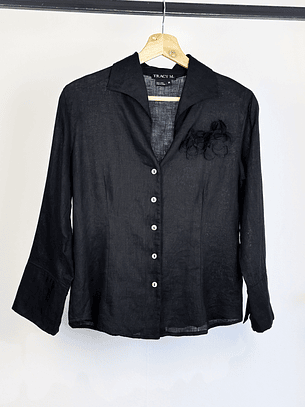 Camisa lino negra
