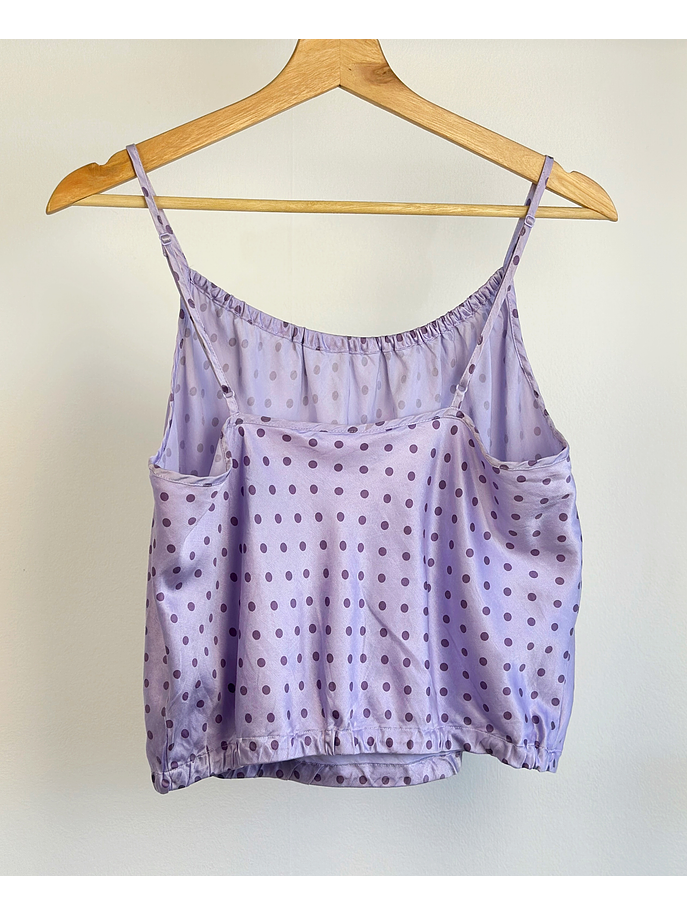 Top satinado lila con puntos  3