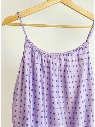 Top satinado lila con puntos 