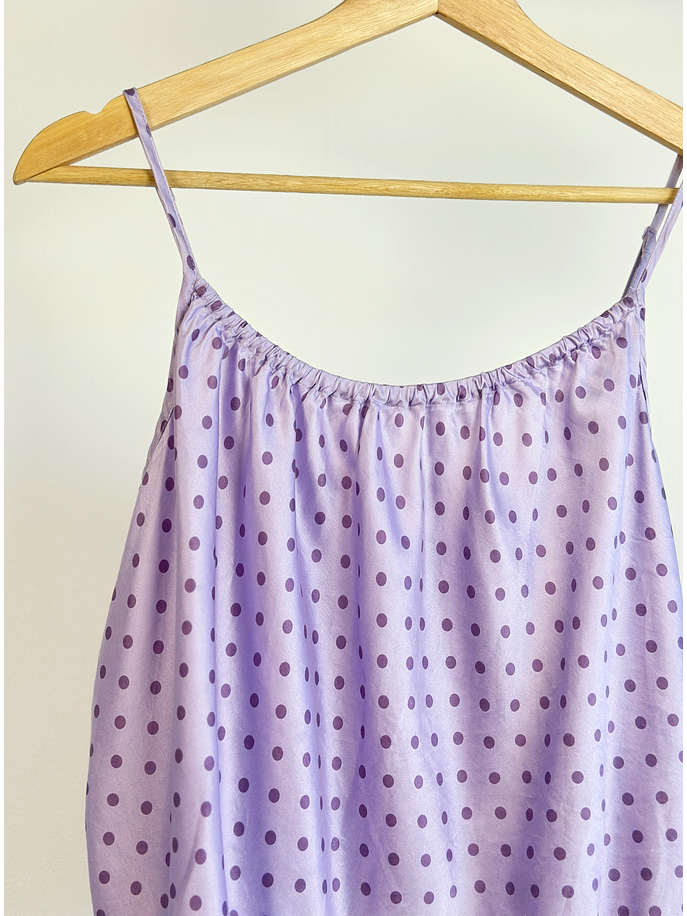 Top satinado lila con puntos  2