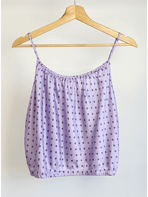Top satinado lila con puntos 