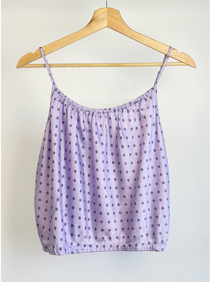 Top satinado lila con puntos  1