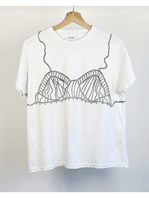 Polera blanca estampada