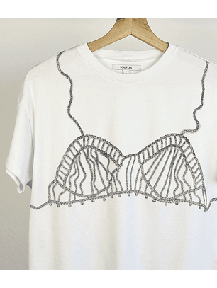 Polera blanca estampada