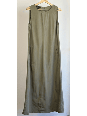 Vestido verde militar seda