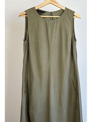 Vestido verde militar seda
