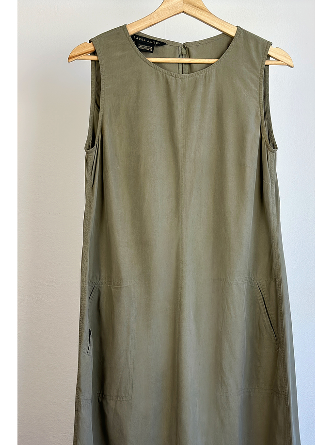 Vestido verde militar seda 2