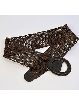 Cinturón café tejido