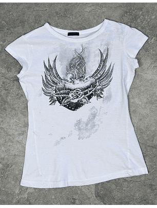 Polera blanca estampada 