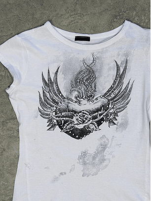 Polera blanca estampada 