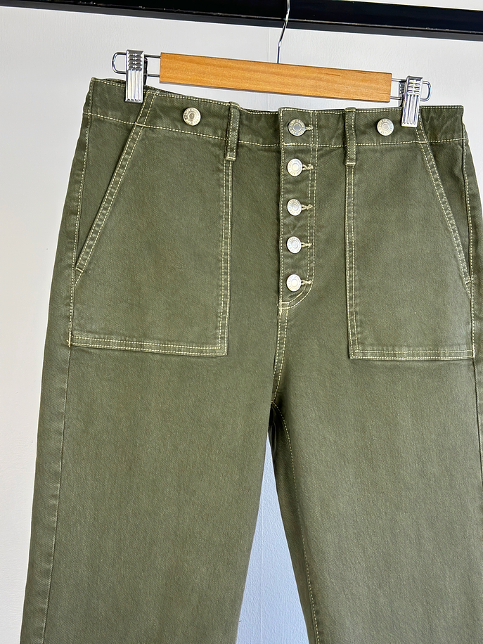 Pantalón mezclilla verde militar 3