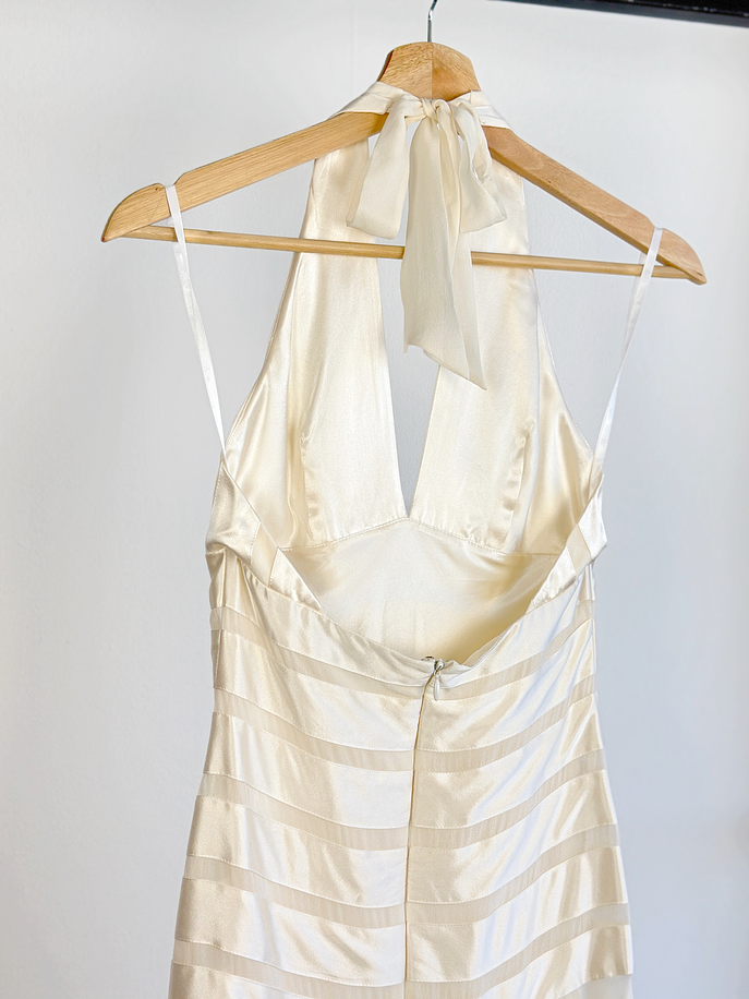 Vestido de seda blanco crema 6