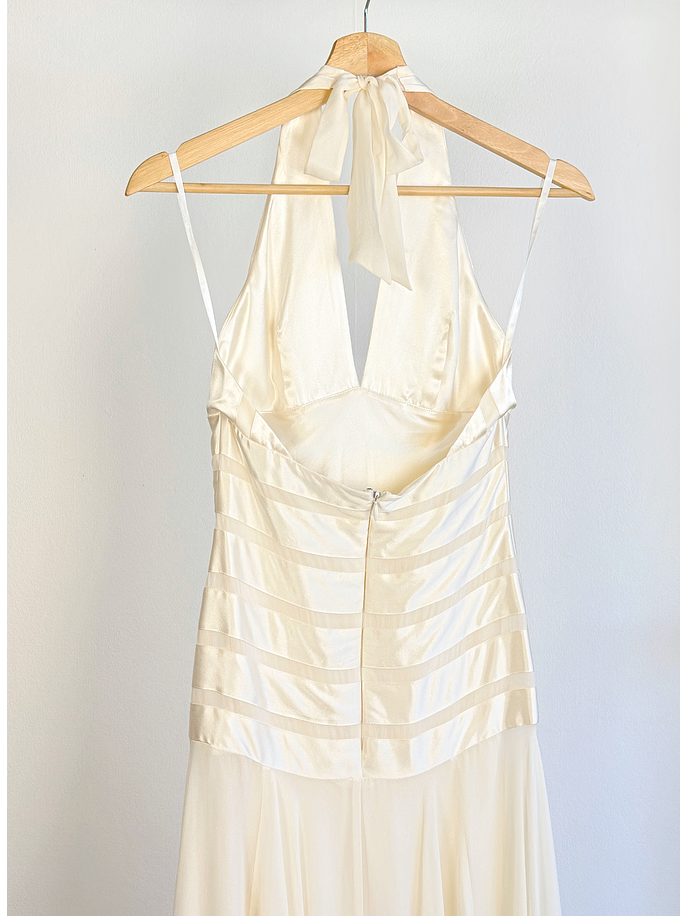 Vestido de seda blanco crema 7