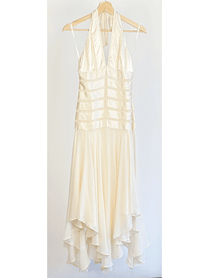 Vestido de seda blanco crema