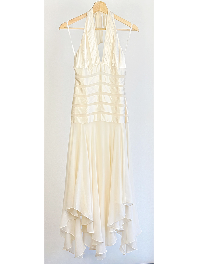 Vestido de seda blanco crema 1