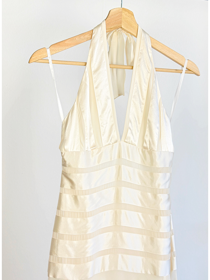 Vestido de seda blanco crema 3